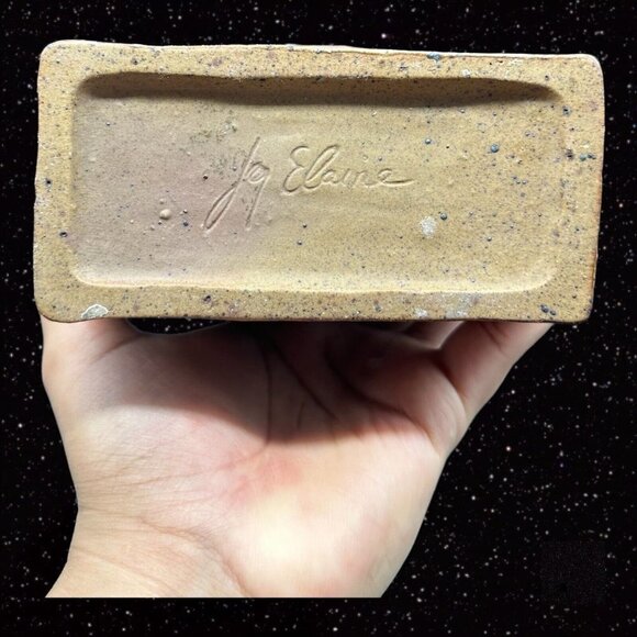 Joy Elaine Praznik Art Pottery Paper Bag Vase Hand Made Signed 6.5”T 5.5”W - Picture 6 of 9